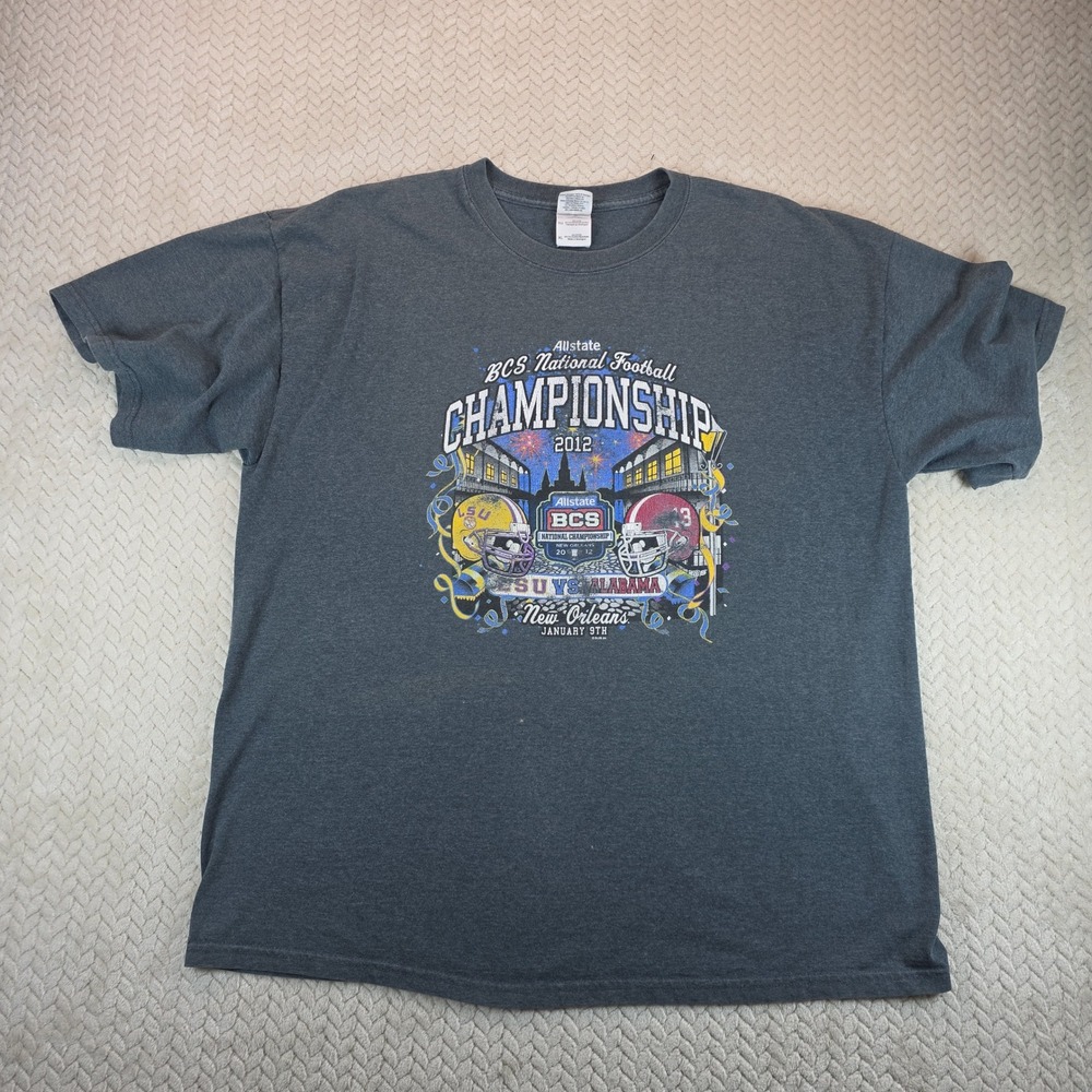 LSU vs Alabama 2012 BCS National Championship T-Shirt Gray XL Gildan